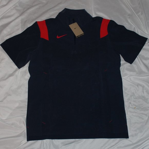Nike Coaches Jacket 1/4 Zip Pullover Short Sleeve blue/red DJ5113-420 Men's - Picture 1 of 4